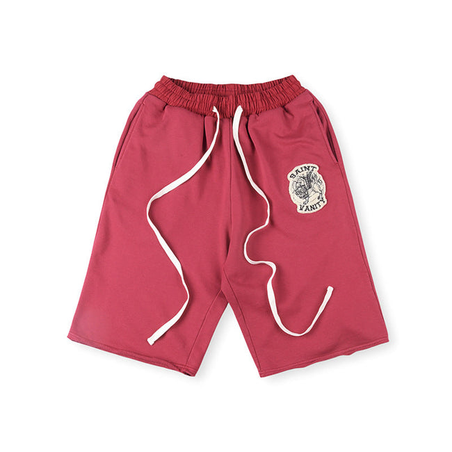 Saint Vanity Drawstring Casual Shorts - Burgundy Hover Image