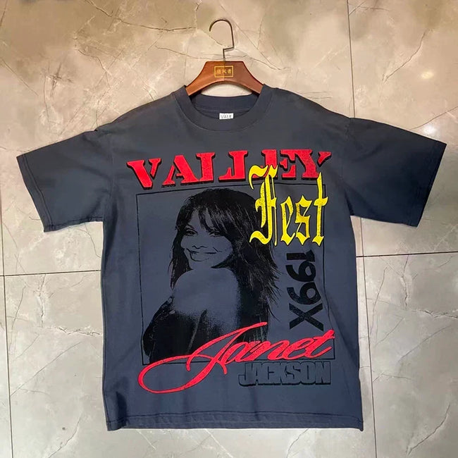 Valleydream Dark Grey Janet Portrait Valley Vintage Graphic T-Shirt Hover Image