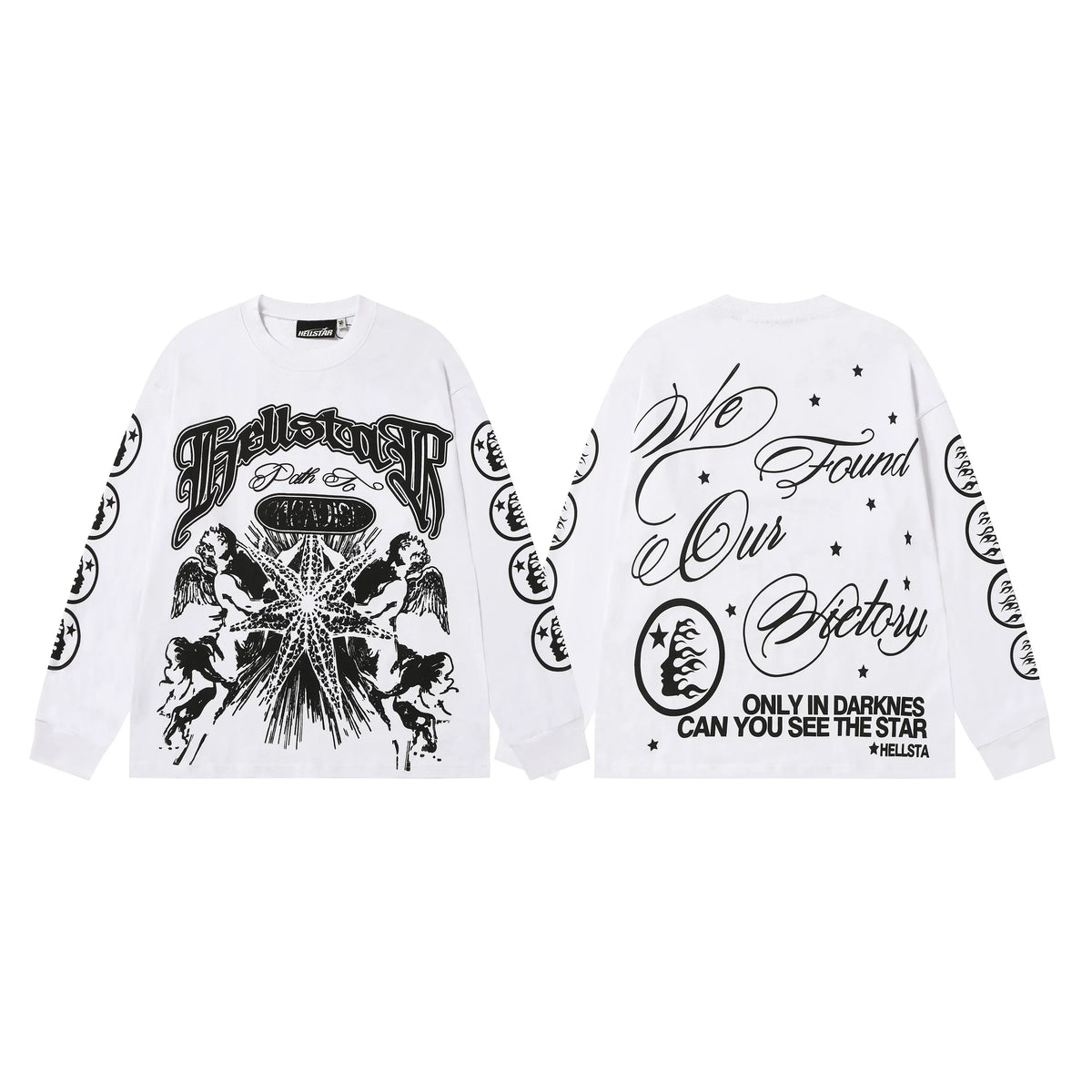 Hellstar White Angel Victory Script Long Sleeve Tee
