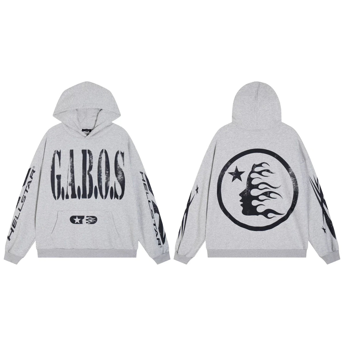 Hellstar Grey GABOS Flame Hoodie