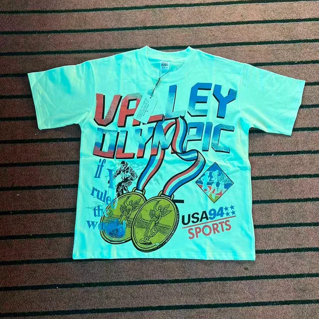 Valleydream Cyan Valley Olympic Retro Sports Graphic T-Shirt Hover Image