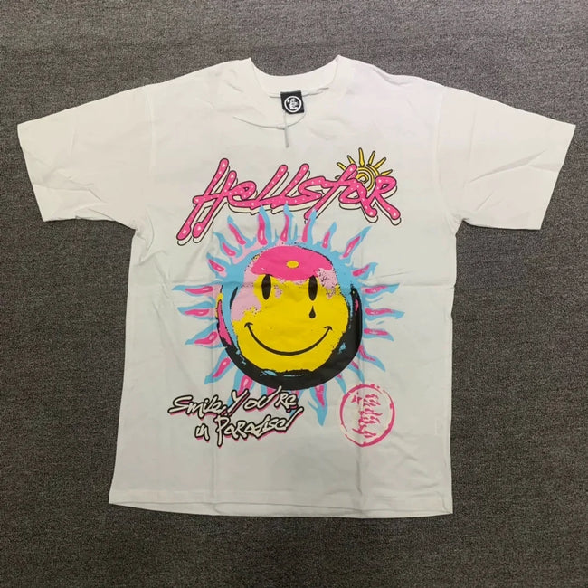 Hellstar Sun Smiley Face Cream T-shirt Hover Image