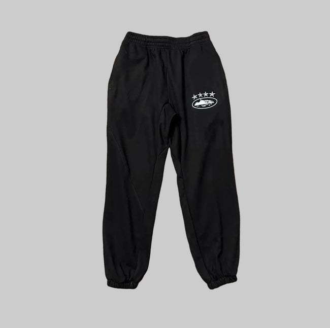 Black Vintage Star Graphic Sweatpants – Oversized Streetwear Joggers Hover Image