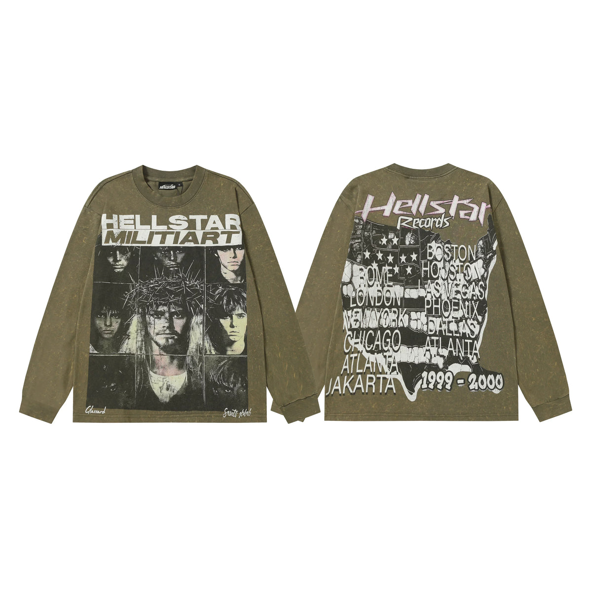 Hellstar Olive Band Tour Portrait Long Sleeve Top