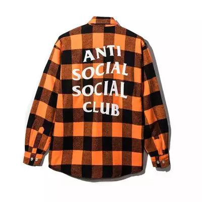Anti Social Social Club Plaid Flannel Shirt - Orange/Black/White Hover Image