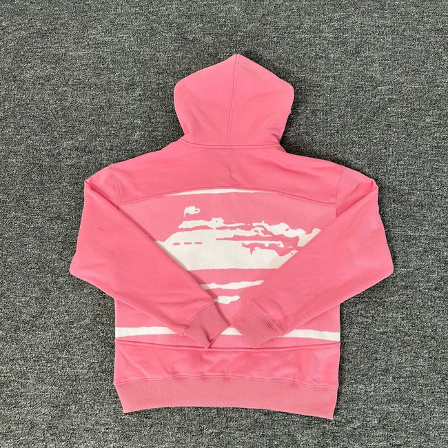 Pink Graphic Zip-Up Hoodie | Streetwear Hoodie with Abstract Back Print Design Hover Image