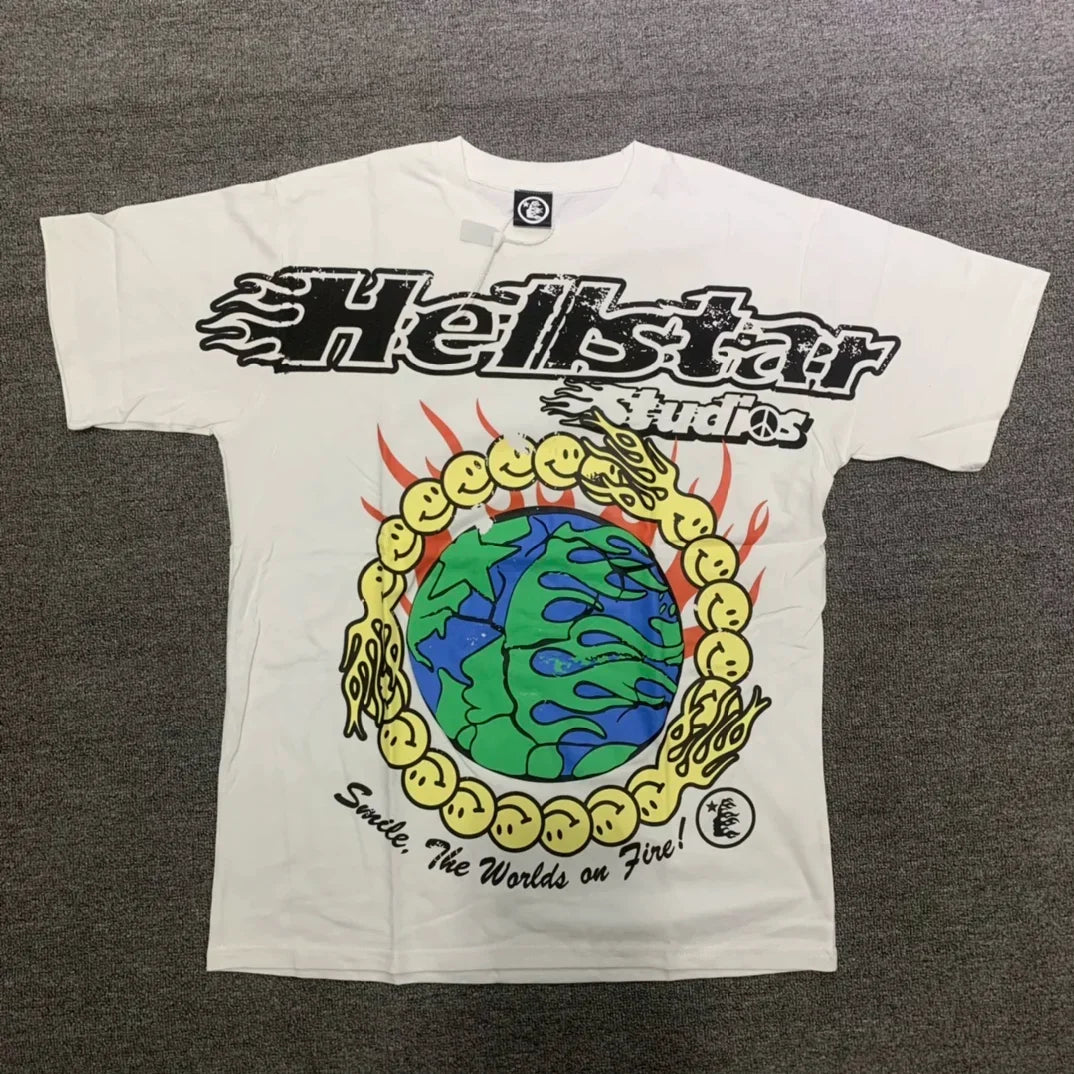 Hellstar Earth Smile Ring Cream T-shirt