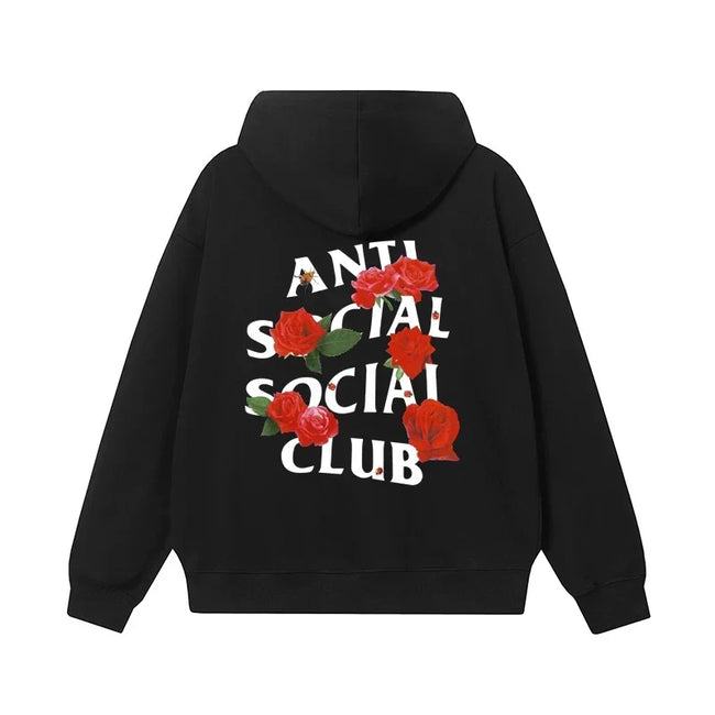 Anti Social Social Club Rose White Logo Hoodie - Black Hover Image