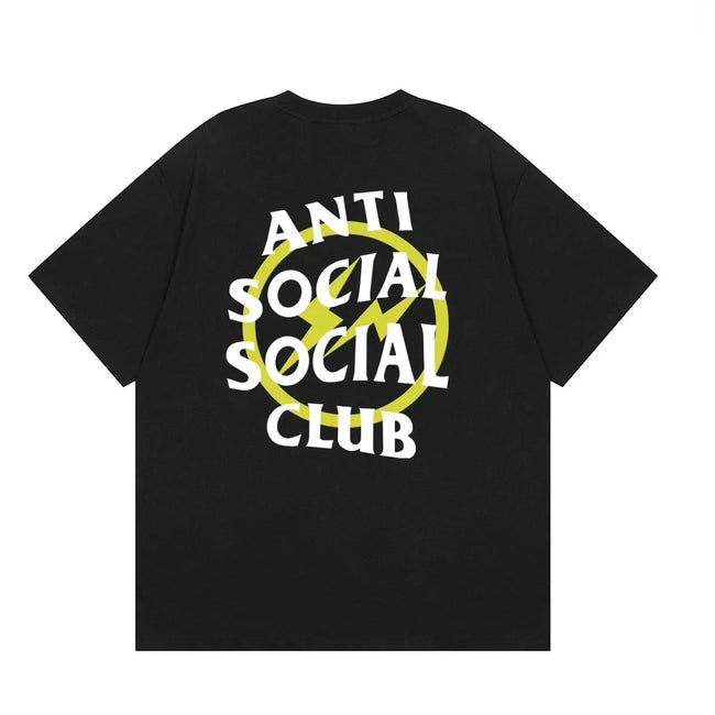 Anti Social Social Club Yellow Circle Logo T-Shirt - Black/White Hover Image