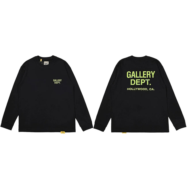 Gallery Dept. Hollywood Logo Long Sleeve T-Shirt - Black/Neon Yellow Hover Image