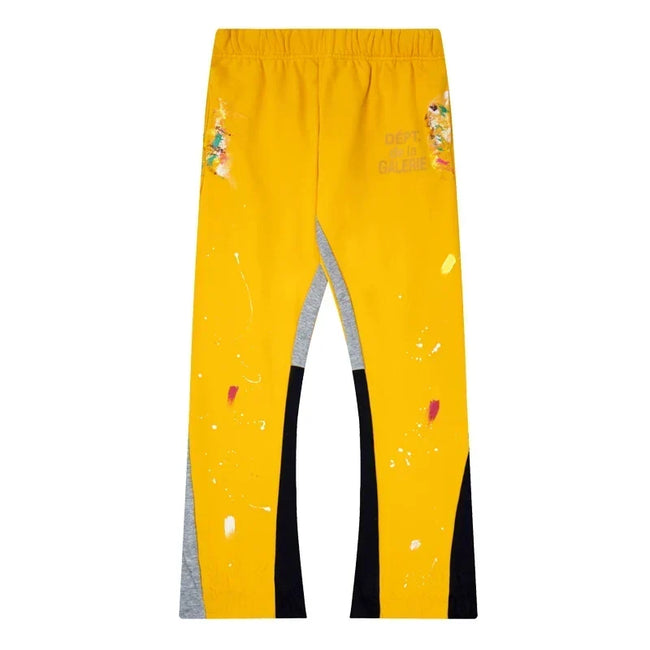 Gallery Dept. "DEPT. de la GALERIE" Paint Splatter Contrast Panel Sweatpants - Yellow Hover Image