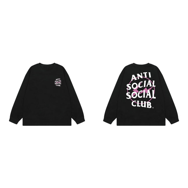 Anti Social Social Club Pink Circle Logo Long Sleeve T-Shirt - Black Hover Image
