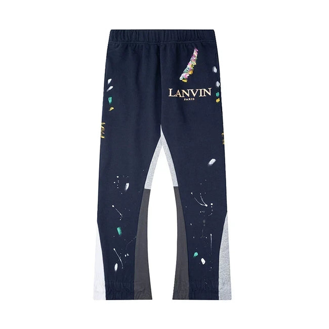 Gallery Dept. x Lanvin Paint Splatter Contrast Panel Sweatpants - Navy Blue Hover Image