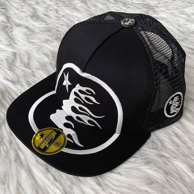 Hellstar Black Mesh Back Circle Logo Trucker Cap Hover Image