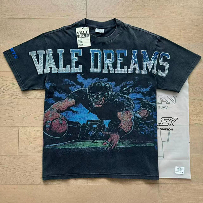 VALEFOREVER Black Washed Vale Dreams Basketball Player Vintage Graphic T-Shirt Hover Image