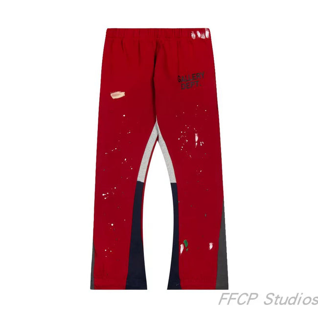 Gallery Dept. Paint Splatter Contrast Panel Sweatpants - Red Hover Image