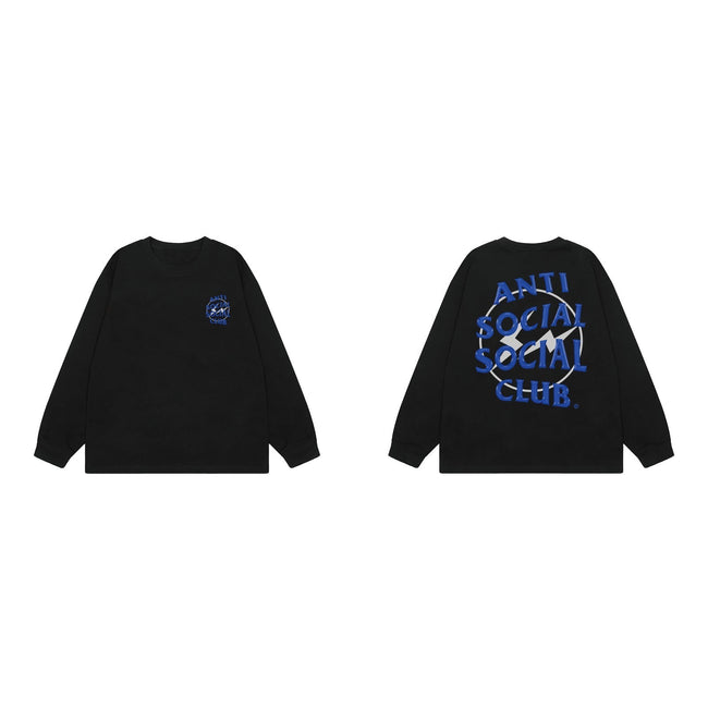 Anti Social Social Club Blue Circle Logo Long Sleeve T-Shirt - Black Hover Image