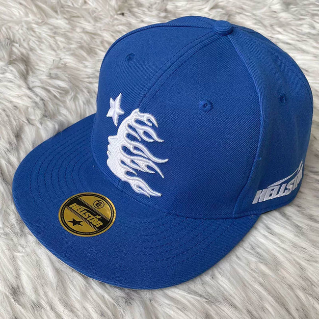 Hellstar Blue Red Split Color Flame Flat Brim Cap Hover Image