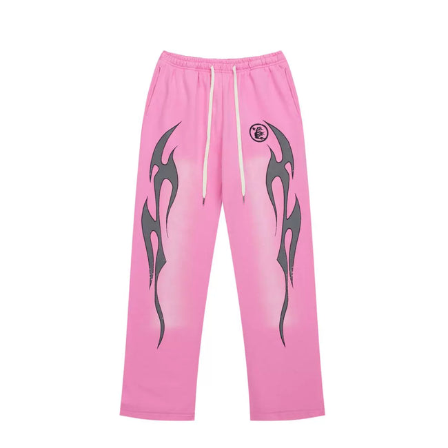 HELLSTAR Pink Black Flame Logo Sweatpants Hover Image