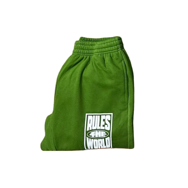 Corteiz “Rules The World” Green Casual Shorts — Streetwear Essential with Bold Graphic Print Hover Image