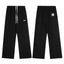 Black Minimalist Straight-Leg Sweatpants | Clean Streetwear Pants with Logo Detail