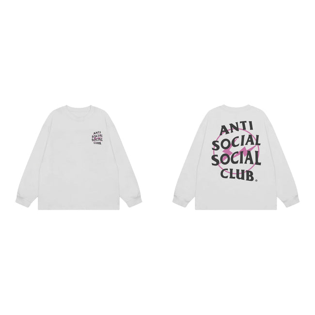 Anti Social Social Club Pink Circle Logo Long Sleeve T-Shirt - White Hover Image