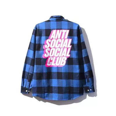 Anti Social Social Club Plaid Flannel Shirt - Blue/Pink Hover Image