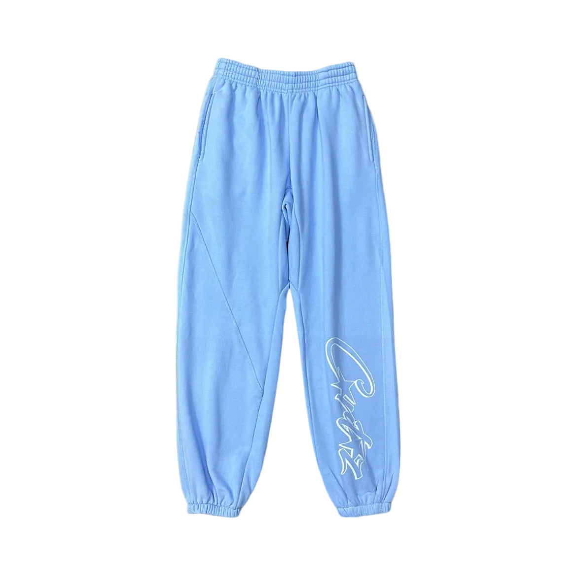 Sky Blue Script Logo Sweatpants – Oversized Streetwear Joggers