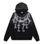 VALEFOREVER Black Chain Letter Distressed Zip Up Hoodie