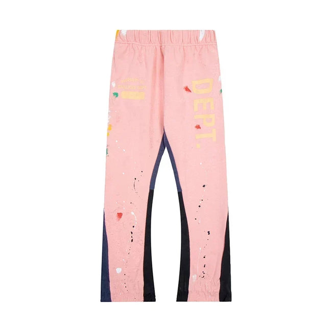 Gallery Dept. "DEPT." Vertical Logo Paint Splatter Contrast Panel Sweatpants - Pink Hover Image
