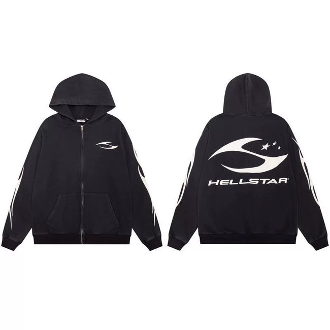 Hellstar Black Classic Logo Zip Hoodie Hover Image