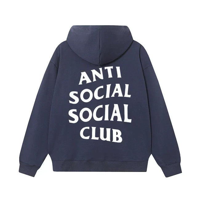 Anti Social Social Club Classic Logo Hoodie - Navy Blue/White Hover Image
