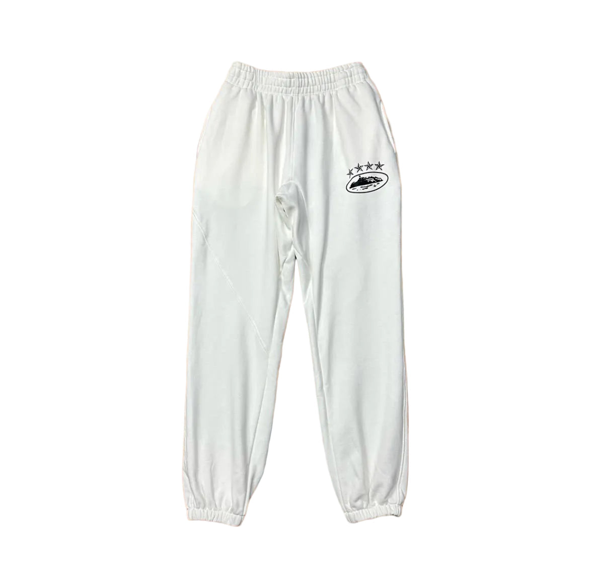 White Vintage Oval Graphic Sweatpants – Oversized Streetwear Joggers