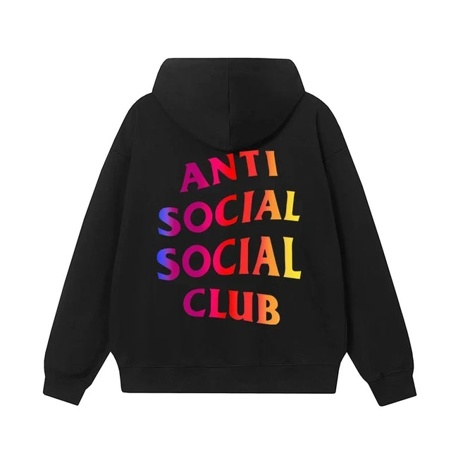 Anti Social Social Club Gradient Rainbow Logo Hoodie - Black Hover Image