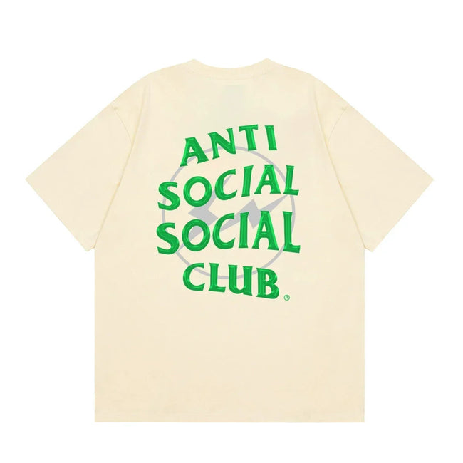 Anti Social Social Club Green Lightning Circle Logo T-Shirt - Cream Hover Image