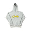 Grey Script Logo Hoodie – Oversized Streetwear Pullover Sweatshirt