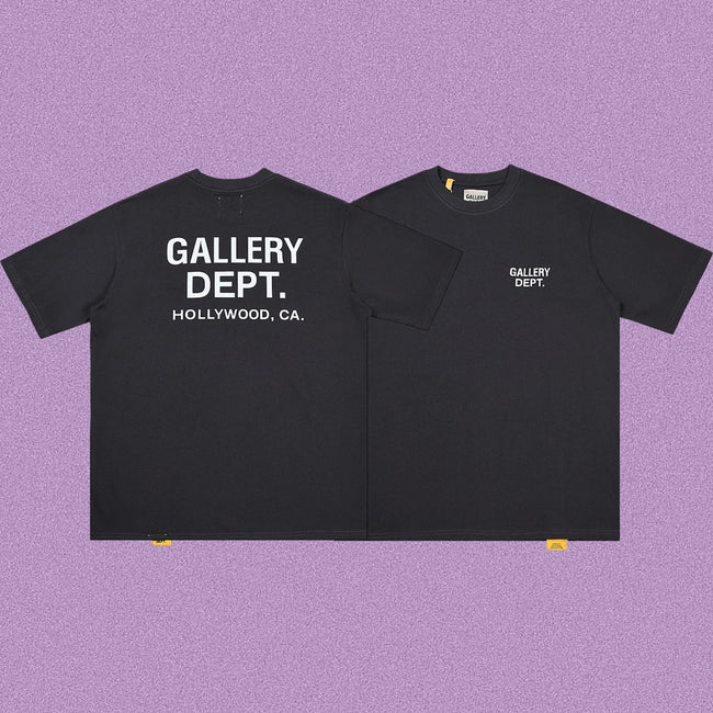 Gallery Dept. Hollywood Logo Short Sleeve T-Shirt - Dark Charcoal/White Hover Image