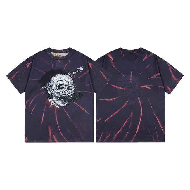 Gallery Dept. Tie-Dye Skull Graphic Short Sleeve T-Shirt - Dark/Red Hover Image