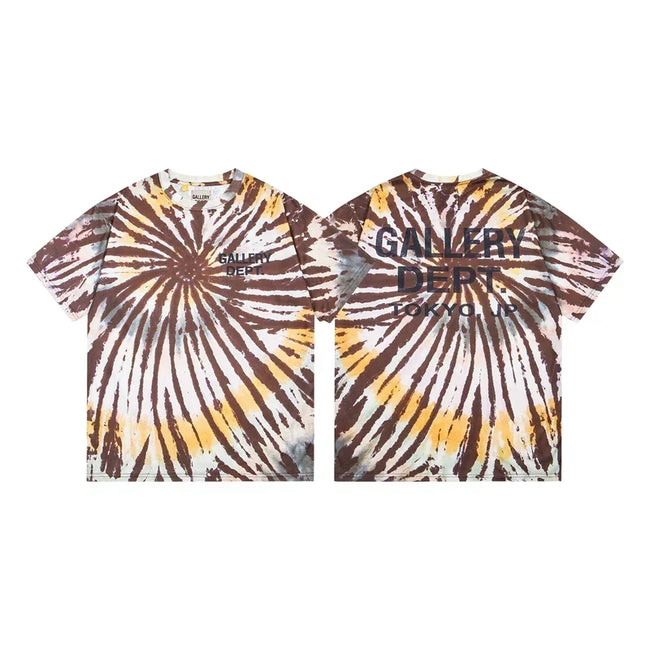 Gallery Dept. Sunburst Tie-Dye Tokyo Logo Short Sleeve T-Shirt - Brown/Yellow/White Hover Image