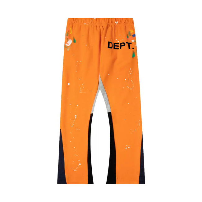 Gallery Dept. "DEPT." Paint Splatter Contrast Panel Sweatpants - Orange Hover Image