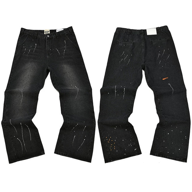 Gallery Dept. Spray Stripe & Paint Splatter Washed Black Denim Jeans Hover Image