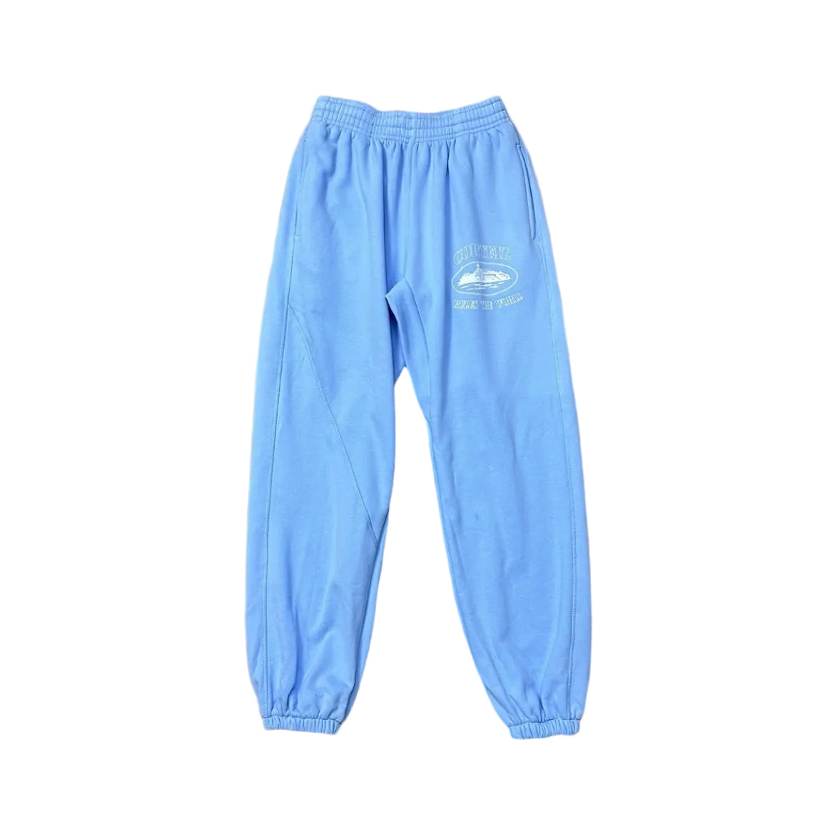 Sky Blue Vintage Graphic Sweatpants – Oversized Streetwear Joggers