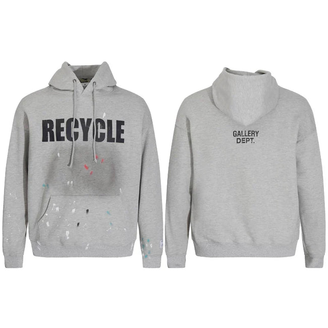 Gallery Dept RECYCLE Print Grey Hoodie Hover Image