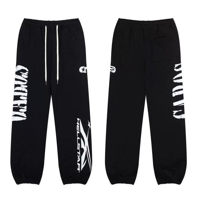 HELLSTAR Black Flame Print Jogger Pants Hover Image
