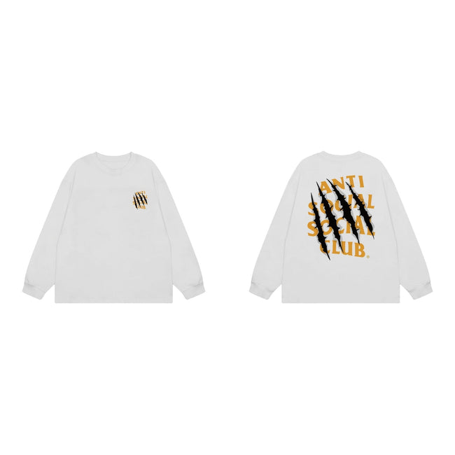 Anti Social Social Club Claw Mark Long Sleeve T-Shirt - White/Yellow Hover Image