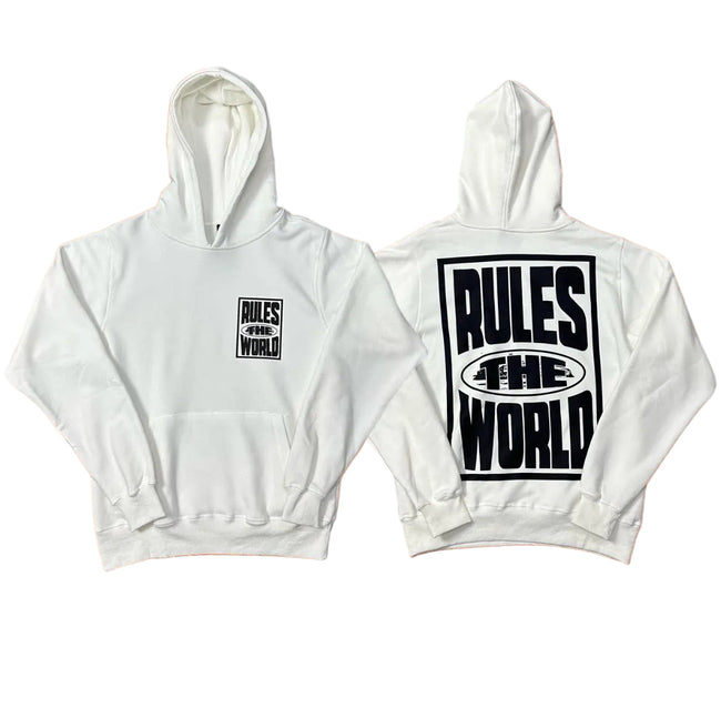 White Back Graphic Hoodie – Oversized Streetwear Pullover Sweatshirt Hover Image