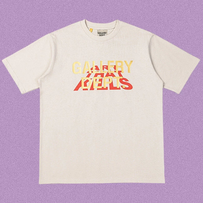 Gallery Dept. Layered Typography Short Sleeve T-Shirt - Cream/Red-Yellow Hover Image