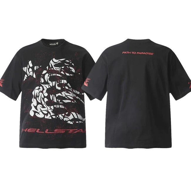 Hellstar Black Cracked Skull Graphic Tee Hover Image