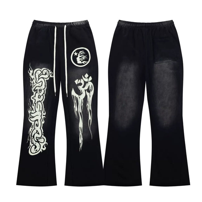HELLSTAR Black White Pattern Graphic Sweatpants Hover Image