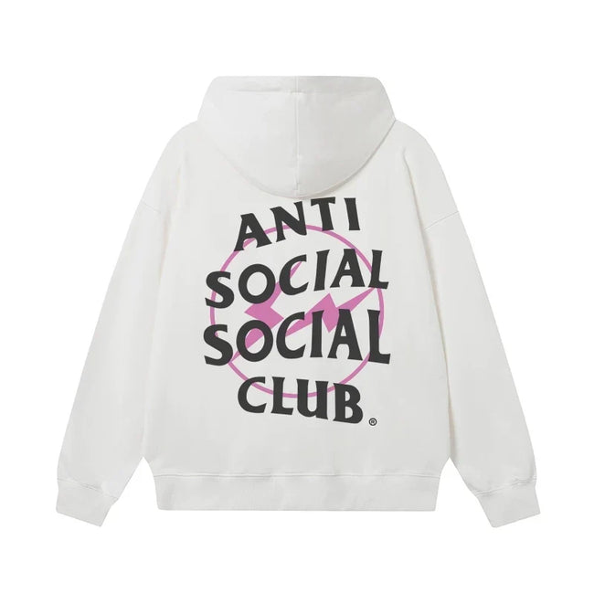 Anti Social Social Club Pink Circle Logo Hoodie - White Hover Image
